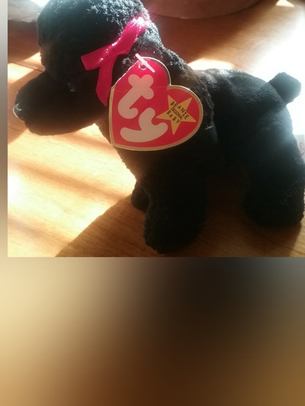 ty Gigi Black Poodle Plush with Red Bows